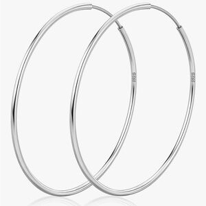 Senteria 925 Sterling Silver Hoop Earrings Thin Lightweight Hypoallergenic 2.76”